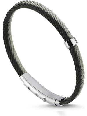 Necati Gün ARS125 Erkek Deri Çelik Bileklik