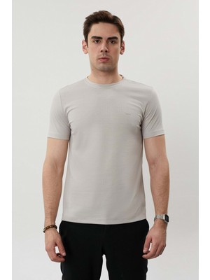 Sıfır Yaka Bisiklet Yaka Petek Dokulu Likralı Taş Erkek Tshirt