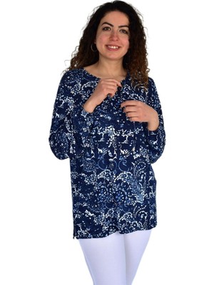 Kadın Yaprak Desen Baskılı Viscon Bluz BGL-ST04283