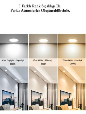 Laaysa 3 Renk Yanabilen ( 3000 K-4000K-6500K ) Modern Tavan Koridor Aydınlatması Çubuk LED Lineer Avize Armatür Ikili 50 CM ÇUBUK UZUNLUĞU