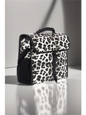 Wimbledon Deri Leopar Desen Tutamaçlı Askılı Bagaj Çantası | Araba Çantası Organizer
