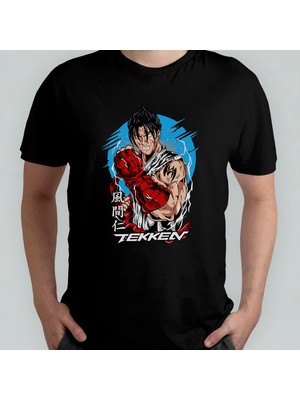 Pixxa Tekken Jin Kazama Unisex %100 Pamuklu Bisiklet Yaka T-Shirt Model 1