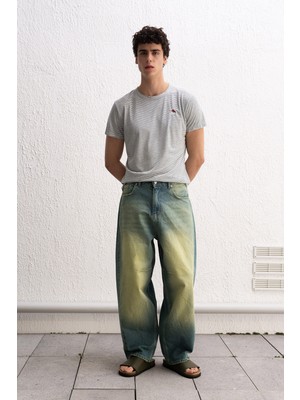 Giesto Baggy Fıt Yeşil Jean