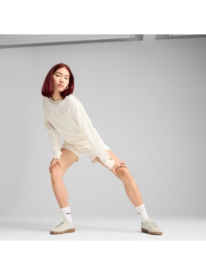 Puma Ess Elevated Comfort Crew Kadın Krem Sweatshirt Düz Desenli Rahat Kesim L Beden