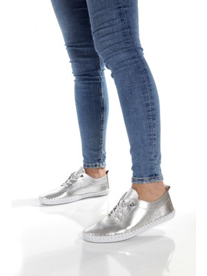 Artı Artı Ayakkabı MİA027-1802  Deri Kadın Günlük Ortopedik Gümüş Spor Babet Ayakkabı