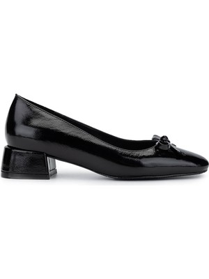 Tamer Tanca Kadın  Deri Siyah Rugan Topuklu Ayakkabı 942 1500 Bn Ayk Y25 Sıyah Rgn