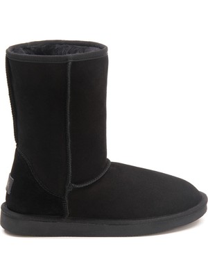 Pegia Hakiki Süet İçi Kürk Klasik Bayan Bot 191011 Siyah