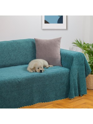 Latuda Home Premium Koltuk Örtüsü 175x300 LARGE Gramajlı Jakarlı Şönil  Turkuaz | Kanepe Örtüsü |  Kaymaz