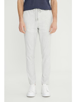 Slim Fit Dar Kesim Beli Bağlamalı Yan Cepli Esnek Pantolon