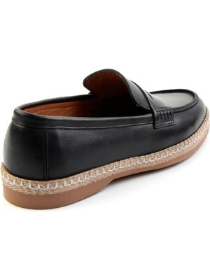 Bambi Siyah Leather Erkek Espadril E01079709003