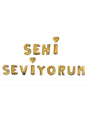 Ipek Hobi Altın Sarı Folyo Balon Seni Seviyorum 16inc