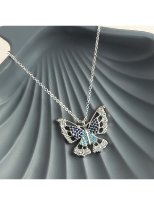 Ebijuteri Kelebek Zirkon Taşlı Kolye