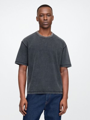 Gap Erkek Gri Heavyweight Crop T-Shirt