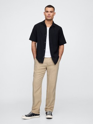 Erkek Bej Keten Karışımlı Khaki Pantolon