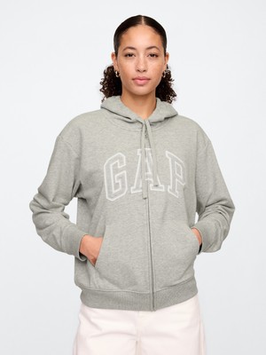Kadın Gri Gap Logo Relaxed Fermuarlı Sweatshirt
