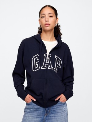 Kadın Lacivert Gap Logo Relaxed Fermuarlı Sweatshirt