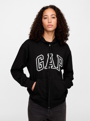 Gap Kadın Siyah Gap Logo Relaxed Fermuarlı Sweatshirt