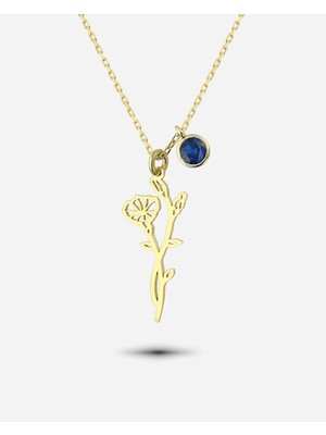 Meks Jewels Gümüş Eylül Ayı Doğum Çiçeği Gündüz Sefası Kolyesi