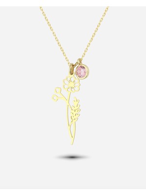 Meks Jewels Gümüş Ekim Ayı Doğum Çiçeği Marigold Kolyesi