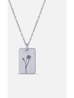 Meks Jewels Gümüş Mart Ayı Doğum Çiçeği Nergis Kolyesi