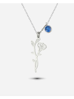 Meks Jewels Gümüş Eylül Ayı Doğum Çiçeği Gündüz Sefası Kolyesi