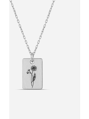Meks Jewels Gümüş Ekim Ayı Doğum Çiçeği Marigold Kolyesi