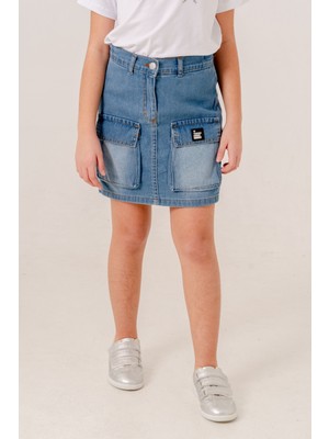 Kız Çocuk Körüklü Kot Şort Etek 2860