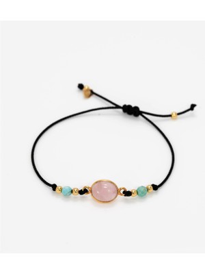 4,3 Karat Değerinde Pembe Kuvars Taşlı Gümüş Argentum Bileklik