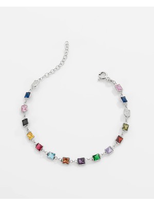 Meks Jewels Renkli Taşlı Gümüş Bileklik