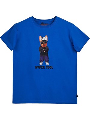 Bad Bear Hyper Bear Saks Mavisi Baskılı Çocuk Tişört