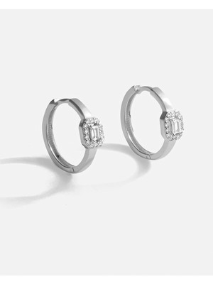 Meks Jewels Baget Taşlı Gümüş Küpe