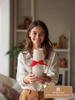 Modern Dekoratif Vazo – Minimalist Tasarım, 18  cm  , Çok Amaçlı Dekoratif Vazo (Renk Seçenekli) Özel Üretim