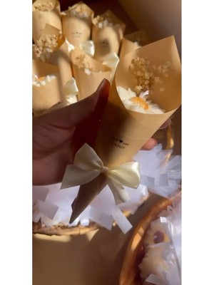 Kişiye Özel Düğün|nişan|söz|kına| Hediyelik Vanilya Papatya Mum Buket- 15 Adet