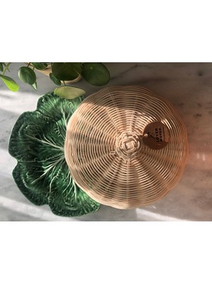Loven Woven Rattan Bambu Hasır Kek Fanus Kapağı