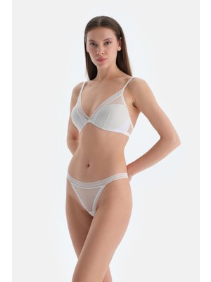 Ekru Dantelli Brazılıan Külot