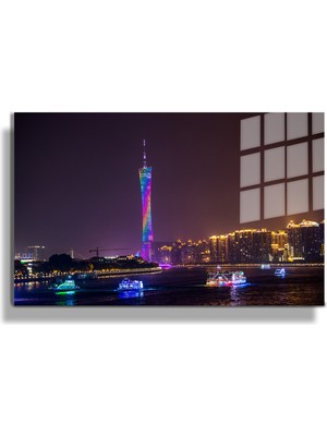 Marsilyan Şehirler ve Manzaralar, Yapay Zeka Destekli, 3D Dekoratif Baskı Yatay Cam Tablo 95