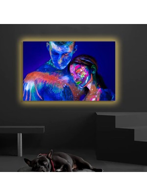 Marsilyan LED Işıklı Kanvas Tablo, 3D Dekoratif Baskılı Tablo Yapay Zeka Desteksli Hayvanlar  04