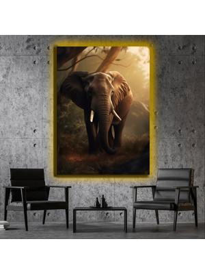 Marsilyan LED Işıklı Kanvas Tablo, 3D Dekoratif Baskılı Tablo Yapay Zeka Desteksli Hayvanlar  429