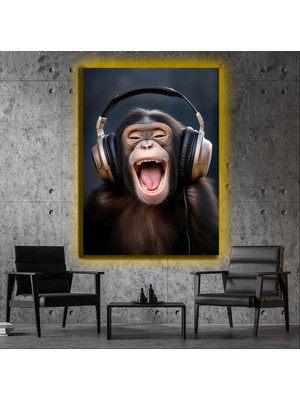 Marsilyan LED Işıklı Kanvas Tablo, 3D Dekoratif Baskılı Tablo Yapay Zeka Desteksli Hayvanlar  548