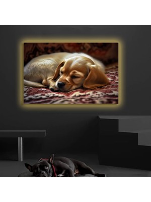 Marsilyan LED Işıklı Kanvas Tablo, 3D Dekoratif Baskılı Tablo Yapay Zeka Desteksli Hayvanlar  319