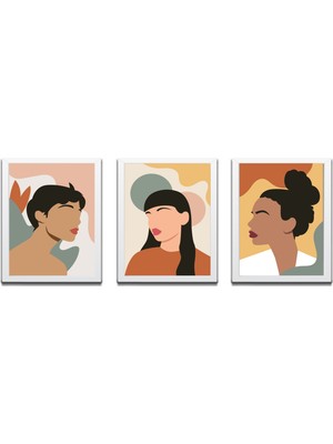 Bohem Tarz Mdf Plastik Çerçeveli 3'lu Dekoratif Tablo 73