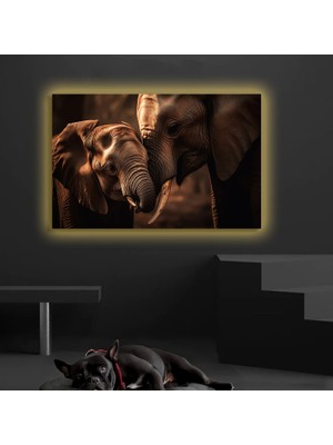 Marsilyan LED Işıklı Kanvas Tablo, 3D Dekoratif Baskılı Tablo Yapay Zeka Desteksli Hayvanlar  32