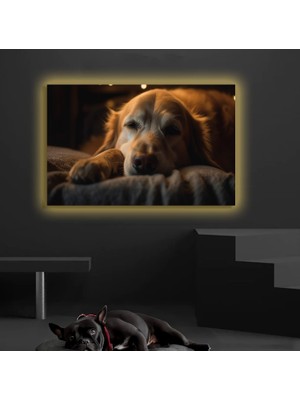 Marsilyan LED Işıklı Kanvas Tablo, 3D Dekoratif Baskılı Tablo Yapay Zeka Desteksli Hayvanlar  218