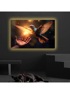 Marsilyan LED Işıklı Kanvas Tablo, 3D Dekoratif Baskılı Tablo Yapay Zeka Desteksli Hayvanlar  279