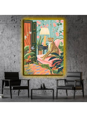 Marsilyan LED Işıklı Kanvas Tablo, 3D Dekoratif Baskılı Tablo Yapay Zeka Desteksli Hayvanlar  479