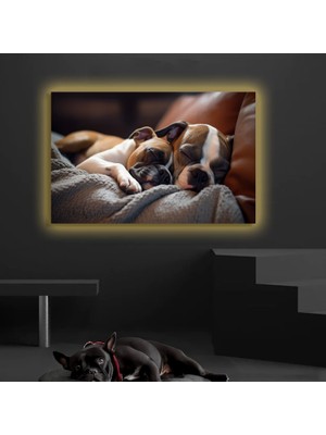 Marsilyan LED Işıklı Kanvas Tablo, 3D Dekoratif Baskılı Tablo Yapay Zeka Desteksli Hayvanlar  154