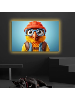 Marsilyan LED Işıklı Kanvas Tablo, 3D Dekoratif Baskılı Tablo Yapay Zeka Desteksli Hayvanlar  133