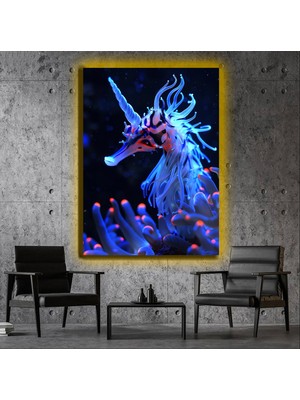 Marsilyan LED Işıklı Kanvas Tablo, 3D Dekoratif Baskılı Tablo Yapay Zeka Desteksli Hayvanlar  553