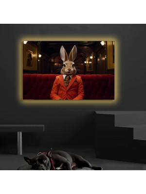 Marsilyan LED Işıklı Kanvas Tablo, 3D Dekoratif Baskılı Tablo Yapay Zeka Desteksli Hayvanlar  26