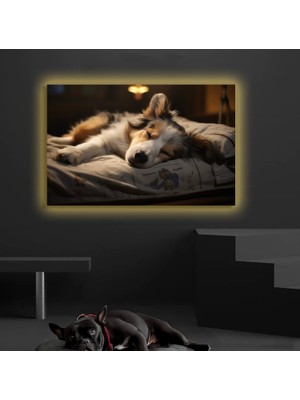 Marsilyan LED Işıklı Kanvas Tablo, 3D Dekoratif Baskılı Tablo Yapay Zeka Desteksli Hayvanlar  195